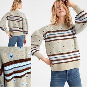 ✨ Banana Republic Fair Isle Balloon-Sleeve Sweater cozy wool knit size M…